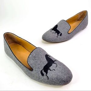 J. Crew Addie Gray Galloping Horses Flats Women’s 9 Slip On Shoes Equestrian